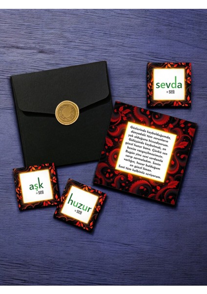 Sevgiliye Lüks Mühürlü Zarfta Aşk Mektubu Anlamlı, Romantik Hediye Kartları Aşk Kartpostal 1MKTP1D