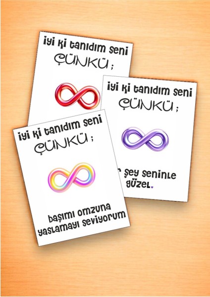 12 Adet "iyi Ki Tanıdım Seni Çünkü"özlenen Sevgiliye Özel Söz Kartları Yıldönümü Kartı İTSÇ01L modelleri