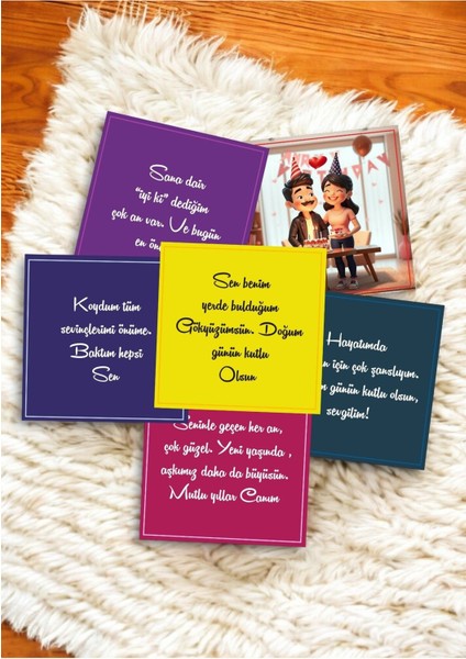 Sevgiliye Doğum Günü Hediye Kartları Rengarenk Motto Kartı Post Atmalık Notlar Aşk Kartpostal HPMK2B