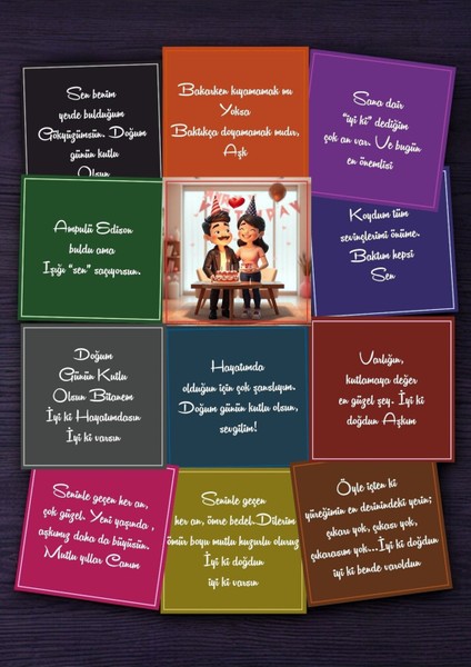Sevgiliye Doğum Günü Hediye Kartları Rengarenk Motto Kartı Post Atmalık Notlar Aşk Kartpostal HPMK2B modelleri