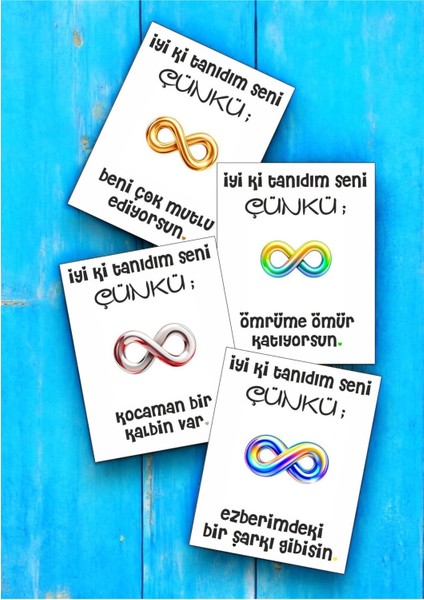 12 Adet "iyi Ki Tanıdım Seni Çünkü" Romantik Aşk Sözlü Kartlar Yıldönümü Hediye Kartı İTSÇ01B