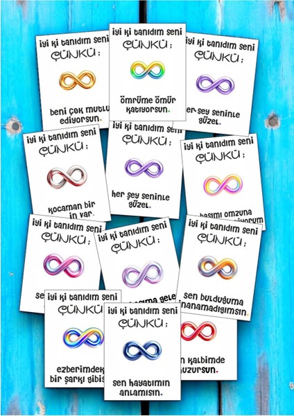 12 Adet "iyi Ki Tanıdım Seni Çünkü" Romantik Aşk Sözlü Kartlar Yıldönümü Hediye Kartı İTSÇ01B fiyatları