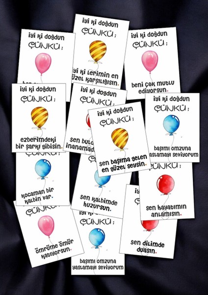 12 Adet "iyi Ki Doğdun Çünkü" Sevgiliye Özel Mesajlı Söz Kartları Sevgiliye Doğum Günü Kartı İDÇ01P fiyatları