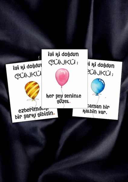 12 Adet "iyi Ki Doğdun Çünkü" Sevgiliye Özel Mesajlı Söz Kartları Sevgiliye Doğum Günü Kartı İDÇ01P modelleri