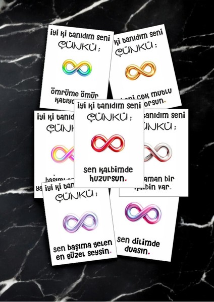 12 Adet "iyi Ki Tanıdım Seni Çünkü" Aşkınızı Ifade Eden Özel Söz Kartları Yıldönümü Kartı İTSÇ01N modelleri