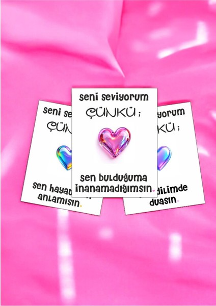 12 Adet "seni Seviyorum Çünkü" Sevgiliye Özel Iltifat Söz Kartları Sevgiliye Hediye Kartı Ssç01ö