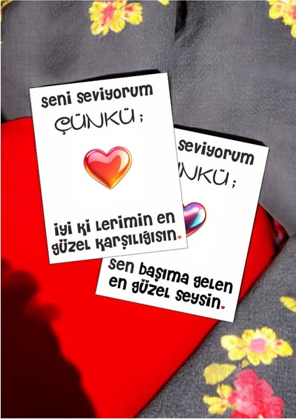 12 Adet "seni Seviyorum Çünkü" Sevgiliye Özel Iltifat Söz Kartları Sevgiliye Hediye Kartı Ssç01ö