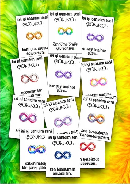 12 Adet "iyi Ki Tanıdım Seni Çünkü" Anlamlı Güncel Aşk Sözlü Kartlar Yıldönümü Kartı İTSÇ01P fiyatları