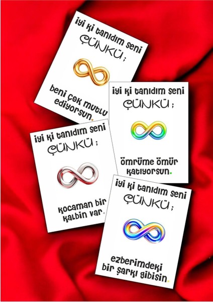 12 Adet "iyi Ki Tanıdım Seni Çünkü" Sevgiliyi Mutlu Edecek Söz Kartları Yıldönümü Kartı İTSÇ01E