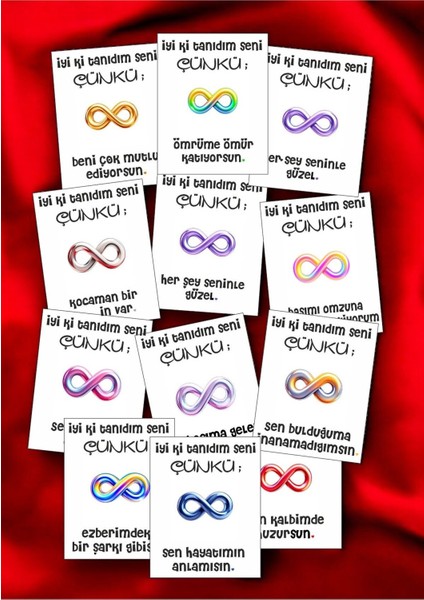 12 Adet "iyi Ki Tanıdım Seni Çünkü" Sevgiliyi Mutlu Edecek Söz Kartları Yıldönümü Kartı İTSÇ01E fiyatları