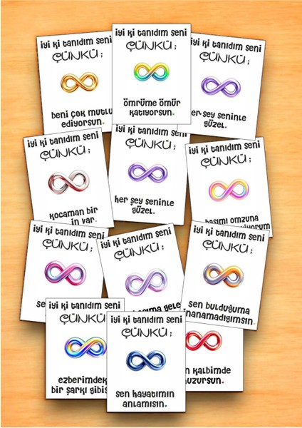 12 Adet "iyi Ki Tanıdım Seni Çünkü"özlenen Sevgiliye Özel Söz Kartları Yıldönümü Kartı İTSÇ01L fiyatları