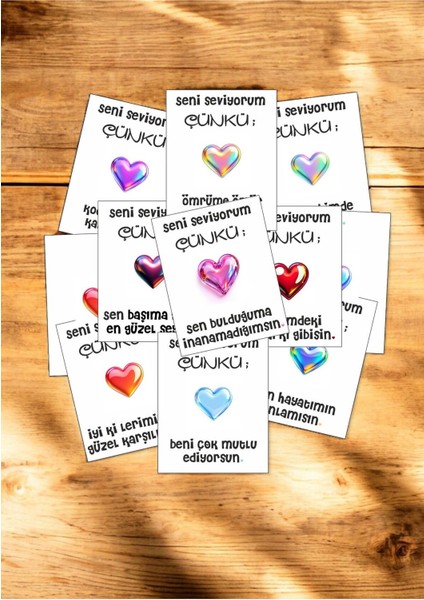 12 Adet "seni Seviyorum Çünkü" Unutulmaz Güncel Aşk Sözlü Kartlar Sevgiliye Hediye Kartı SSÇ01D indirimleri