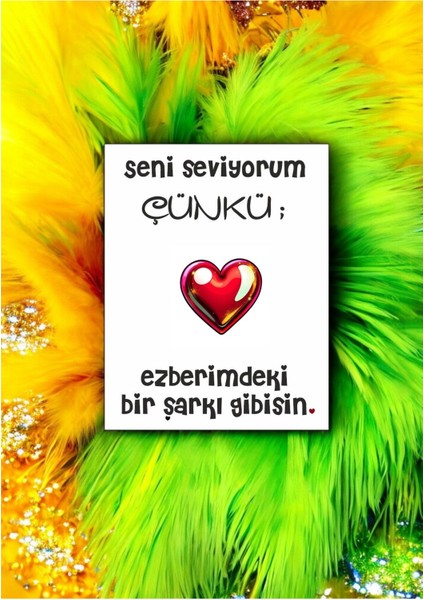 12 Adet "seni Seviyorum Çünkü" Sevgiliye Güzel Sözlü Kartlar Sevgiliye Hediye Kartı SSÇ01E