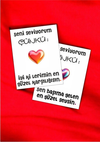 12 Adet "seni Seviyorum Çünkü" Sevgiliye Ömürlük Söz Kartları Sevgiliye Hediye Kartı SSÇ01G modelleri