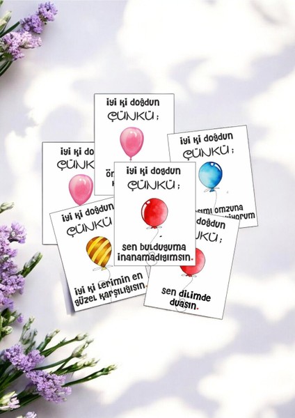 12 Adet "iyi Ki Doğdun Çünkü" Anlamlı Güncel Aşk Sözlü Kartlar Sevgiliye Hediye Kartı IDÇ01B