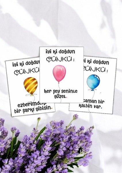 12 Adet "iyi Ki Doğdun Çünkü" Anlamlı Güncel Aşk Sözlü Kartlar Sevgiliye Hediye Kartı IDÇ01B