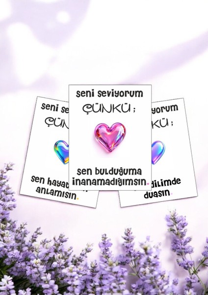 12 Adet "seni Seviyorum Çünkü" Özlenen Sevgiliye Özel Söz Kartları Sevgiliye Hediye Kartı SSÇ01P fiyatları