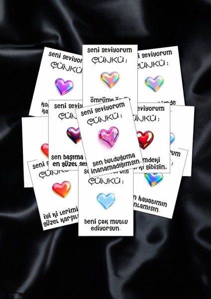 12 Adet "seni Seviyorum Çünkü" Anlamlı Güncel Aşk Sözlü Kartlar Sevgiliye Hediye Kartı SSÇ01C