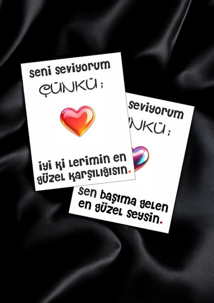 12 Adet "seni Seviyorum Çünkü" Anlamlı Güncel Aşk Sözlü Kartlar Sevgiliye Hediye Kartı SSÇ01C modelleri