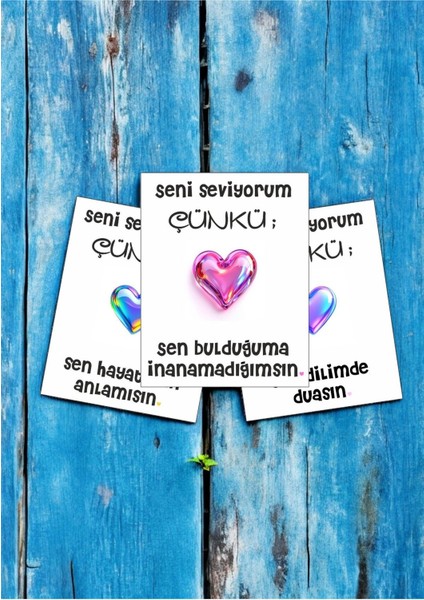 12 Adet "seni Seviyorum Çünkü" Sevgiliye Sürpriz Söz Kartları Sevgiliye Hediye Kartı SSÇ01K fiyatları