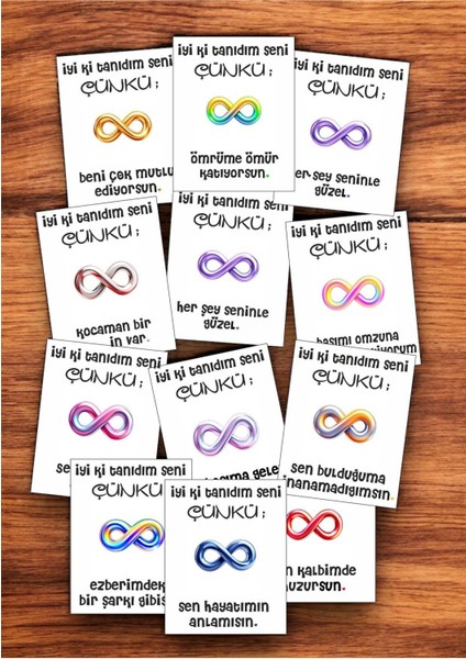 12 Adet "iyi Ki Tanıdım Seni Çünkü" Sevgiliye Özel Mesajlı Söz Kartları Yıldönümü Kartı İTSÇ01G fiyatları