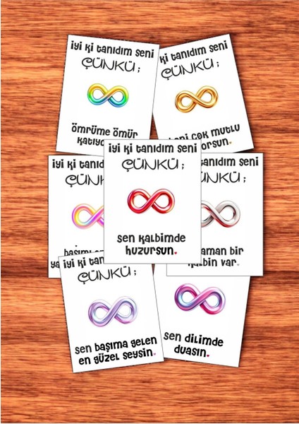 12 Adet "iyi Ki Tanıdım Seni Çünkü" Sevgiliye Özel Mesajlı Söz Kartları Yıldönümü Kartı İTSÇ01G modelleri