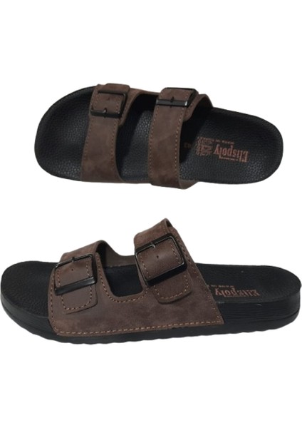 Erkek Kahve Çift Tokalı Ultra Hafif Günlük Şık Terlik modelleri