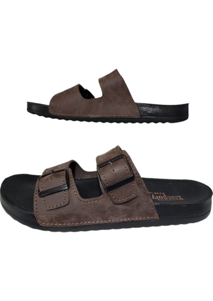 Erkek Kahve Çift Tokalı Ultra Hafif Günlük Şık Terlik indirimleri
