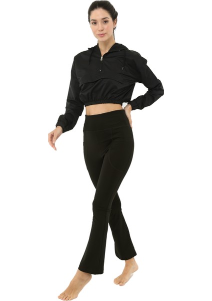 Joy Yüksek Bel İspanyol Paça Boot Cut Kadın Tayt Siyah