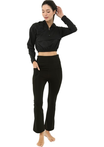 Joy Yüksek Bel İspanyol Paça Boot Cut Kadın Tayt Siyah