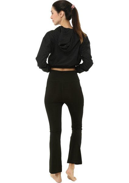 Joy Yüksek Bel İspanyol Paça Boot Cut Kadın Tayt Siyah