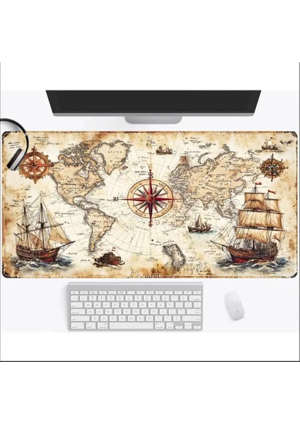 70X30 cm Nostaljik Macera Haritası Kaydırmaz Taban Speed Yüzey Oyuncu Mouse Pad Gaming