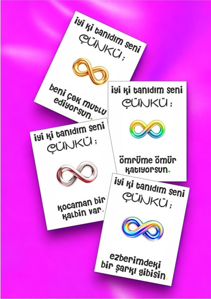 12 Adet "iyi Ki Tanıdım Seni Çünkü" Sevgiliye Özel Mesajlı Söz Kartları Yıldönümü Kartı İTSÇ01S