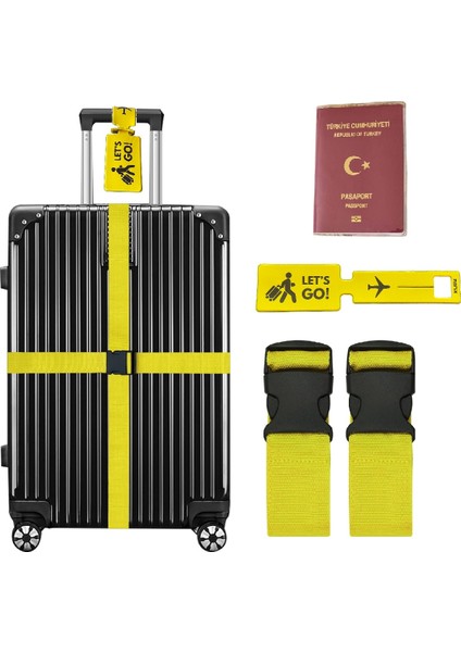 Valiz Kemeri 2 Adet + Etiket 1 Adet + Şeffaf Pasaport Kılıfı 1 Adet