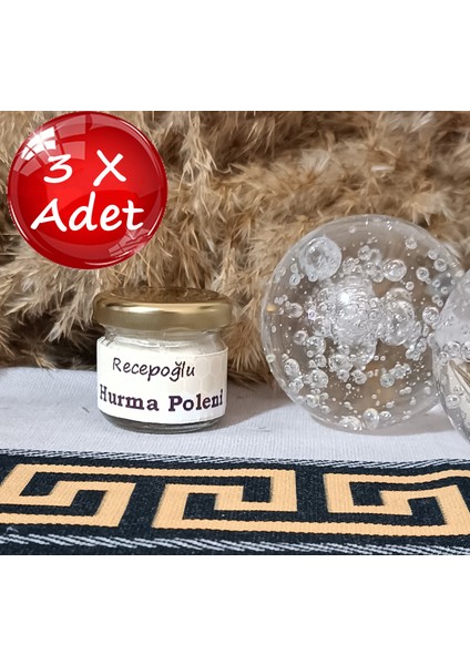 Saf Katkısız Hurma Poleni Cam Kavanoz 20 G x 3 Adet