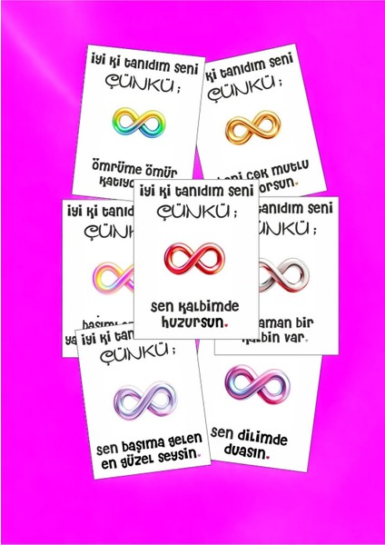 12 Adet "iyi Ki Tanıdım Seni Çünkü" Sevgiliye Özel Mesajlı Söz Kartları Yıldönümü Kartı İTSÇ01S modelleri