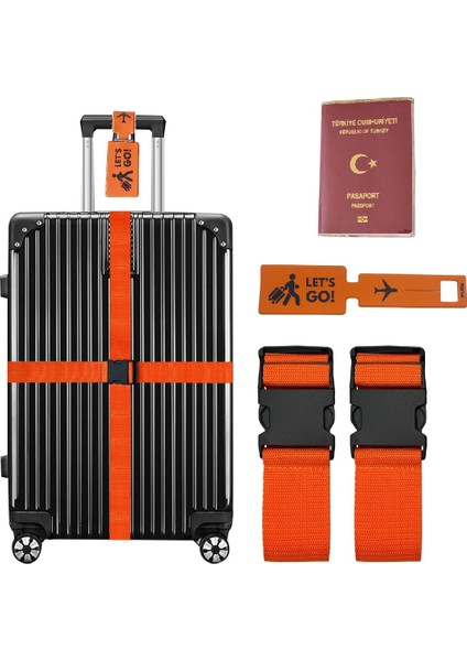 Valiz Kemeri 2 Adet + Etiket 1 Adet + Şeffaf Pasaport Kılıfı 1 Adet