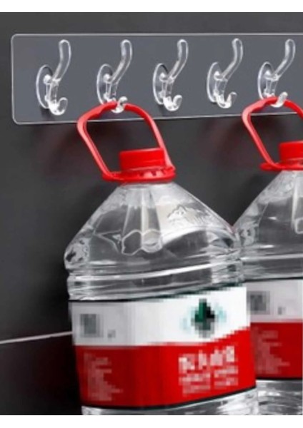 5 Kancalı Güçlü Yapışkanlı Şeffaf Askılık Kapı Arkası Mutfak Banyo Duvar Askısı fiyatları