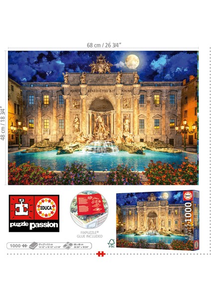 1000 Parça Roma Trevi Çeşmesi Puzzle - 19923 - Fontana Di Trevi Rome fiyatları