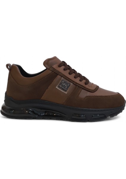 2136 Hakiki Deri Anatomik Air Tabanlı Erkek Sneakers Ayakkabı - NKT02136-KAHVERENGI-42