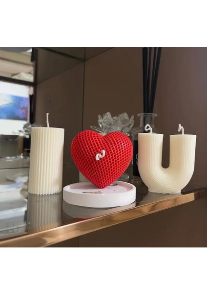 I Love You Yazılı Dekoratif Mum Seti Doğal Soya Wax Mumdan