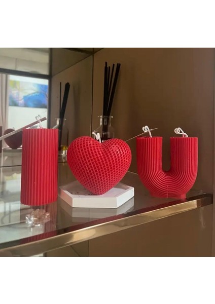 I Love You Yazılı Dekoratif Mum Seti Doğal Soya Wax Mumdan modelleri