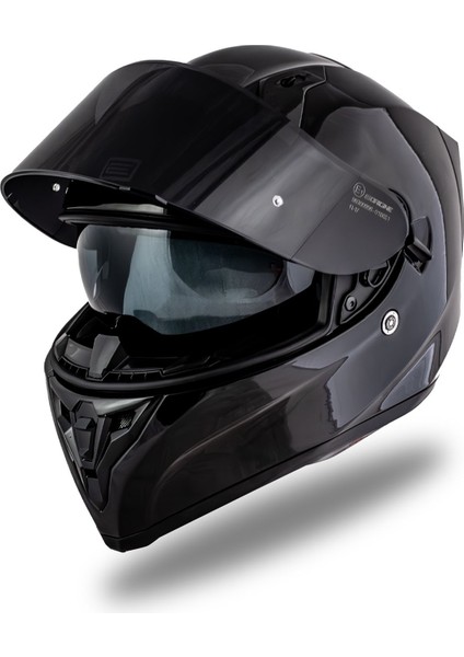 Parlak Siyah Güneş Vizörlü Kask, Güvenli ve Şık Sürüş Aksesuarı