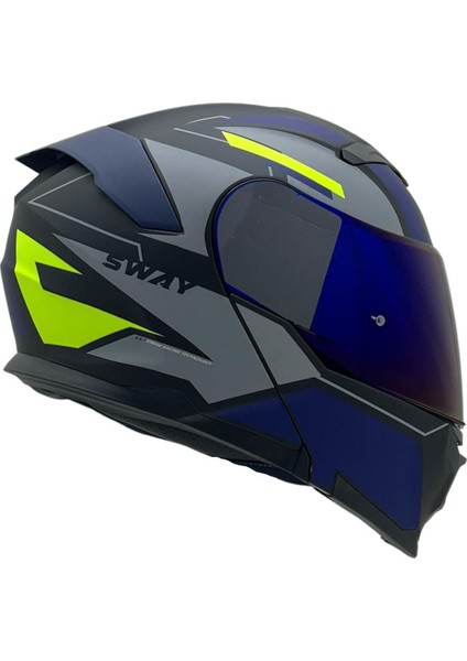 912 B1 Mavi Çene Açılır Kask Çift Vizör