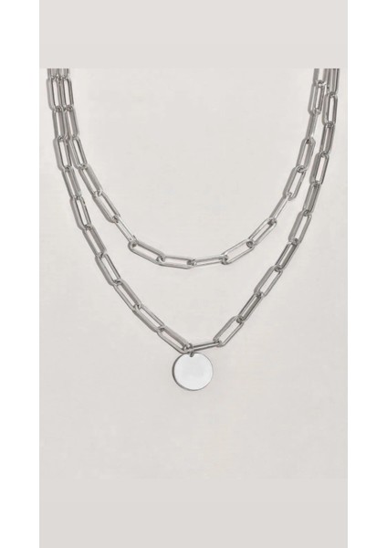 Silver Çoklu Pul Charm Kolye