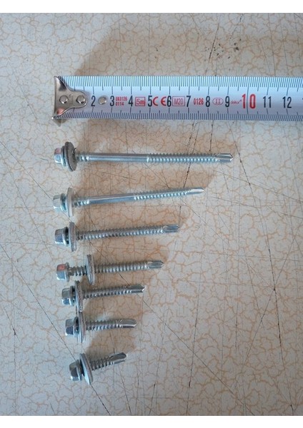 5,5X90 Trapez Çatı Vidası-(50 Adet)-(8 mm Somun-6 Gen Başlı)