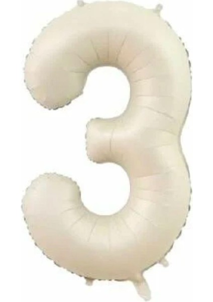3 Rakam 34” Krem Renk Folyo Balon (76 cm )