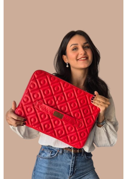 Unisex Vizon Uyumlu Kapitone Laptop Kılıfı