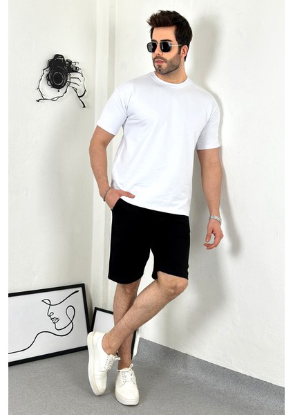 Oversize Unisex Basic Bisiklet Yaka T-Shirt