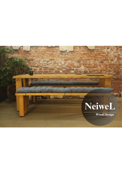 Doi Doğal Ahşap Banklı Toplantı Masası TAKIMI-80-120 Takım fiyatları